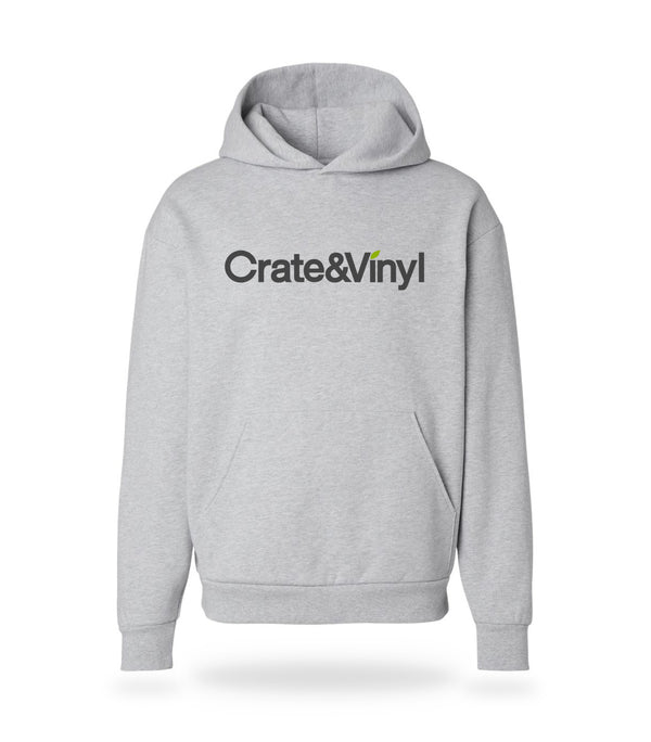 NEW! Hoodie Pull-Over - Classic Crate&Vinyl Logo (Heavyweight, Heather Gray)